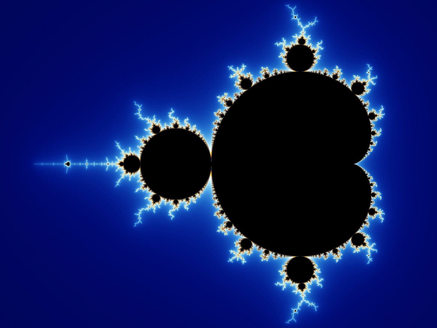 Image of the Mandlebrot set — An infinitely recursive set analogizing the more you try pointing at the “ether” the less about the world you resolve